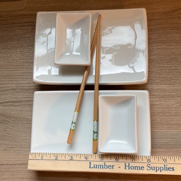 Crate&Barrel sushi plates dipping sauce plates chopsticks for two - Picture 3 of 9